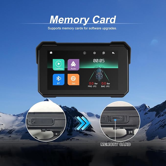 CAMECHO Motorcycle Carplay Screen, Wireless CarPlay Android Auto for Moto, 5" Waterproof Touchscreen Portable Car Stereo Support Dual Bluetooth, Siri, Google Assistant