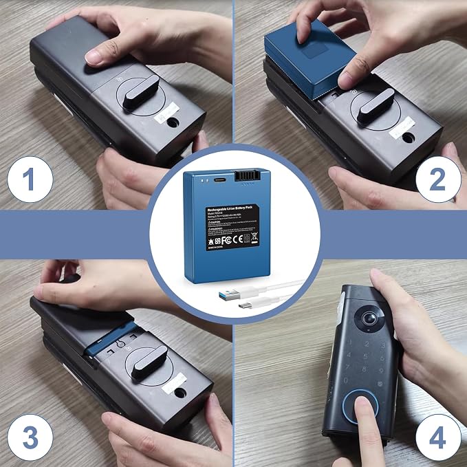 12000mAh Rechargeable Battery for eufy Security S220 S230 S231 S330 E330 3-in-1 Video Smart Door Lock E31 and Smart Drop, T8520 T8520S T8520J11 T8531 E8531JY1 T8520T11 Security Smart Lock