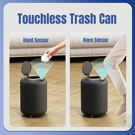 stonespace Motion Sensor Bathroom Trash Can, Small Wastebasket Touchless Trash Bin, Automatic Trash Can for Bathroom, Kitchen, Bedroom, Living Room, Office, 3 Gallon, Black