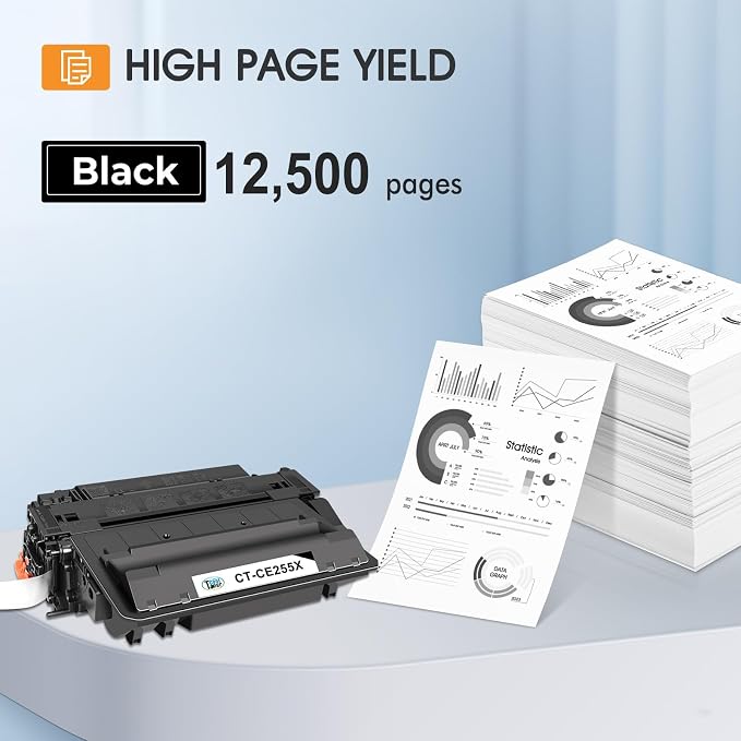 CE255X 55X Black Toner Cartridge P3015 55A CE255A M521dn Compatible for HP LaserJet P3015 Toner Cartridge Black for HP P3011 P3015d P3015x P3015dn P3016 Pro 500 MFP M521dw M521 M525 Printer (2-Pack)