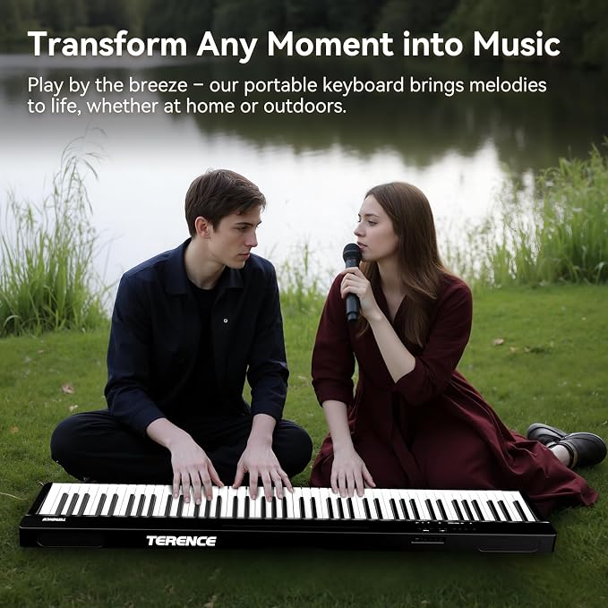 Portable Piano Keyboard 88 Keys: Semi-Weighted Folding Digital Piano Bluetooth, 128 Tones & Silent Mode TERENCE Electric Folding Piano Kit for Adult