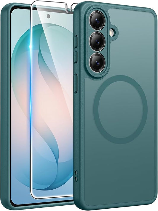 FNTCASE for Samsung Galaxy S26+ Plus Case: [Fit for Magsafe] [Full Camera Protection + Screen Protector] Translucent Matte Military Grade - Shockproof Protective Phone Cover for S26 Plus - Sage Green