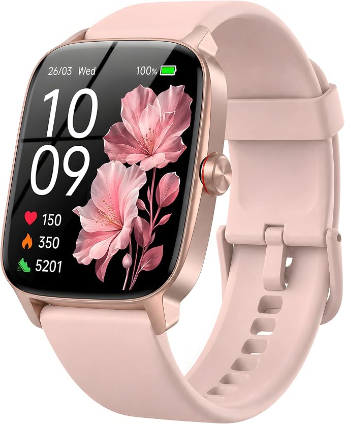 Smart Watch for Men Women, 1.85" HD Touch Screen Smartwatch with Bluetooth Answer/Make Calls, Fitness Tracker Compatible with iPhone Samsung Android iOS Pink