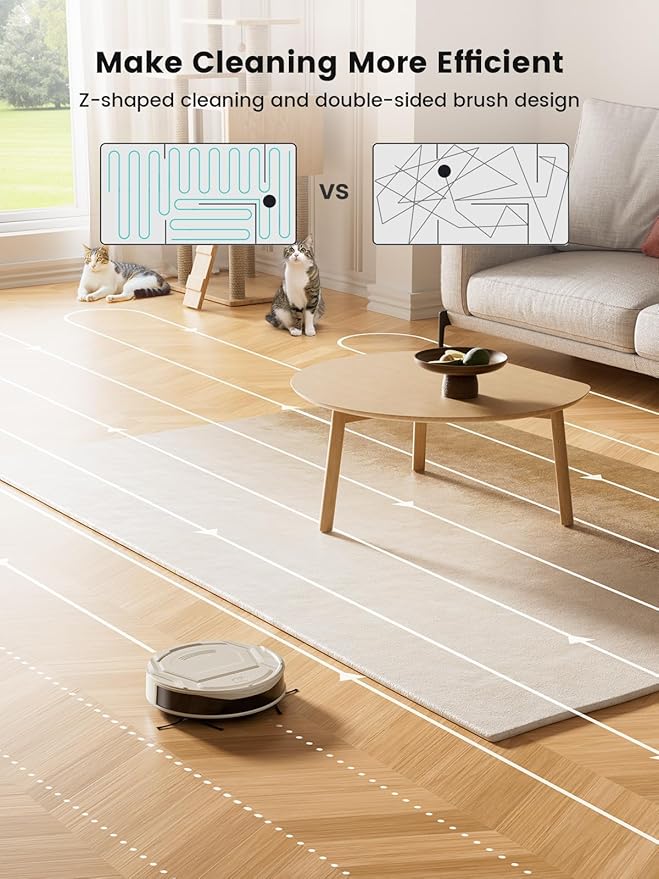Lefant Robot Vacuum Cleaner M210 Pro,Slim,Quiet,2200Pa Suction,120 Min Self-Charging Robotic Vacuums, Freemove 3.0,WiFi/APP/Alexa,6 Cleaning Modes Ideal for Hard Floors Pet Hair Low Carpet,Champagne