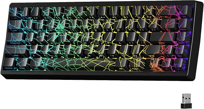 HITIME x XVX M67 60% Percent Keyboard Wireless, QMK/VIA Black Spider Web Gaming Keyboard, Tri-Mode Thocky Creamy Mechanical Key Board, Hot Swappable Gasket Mount RGB IMD Tech for Win/Mac