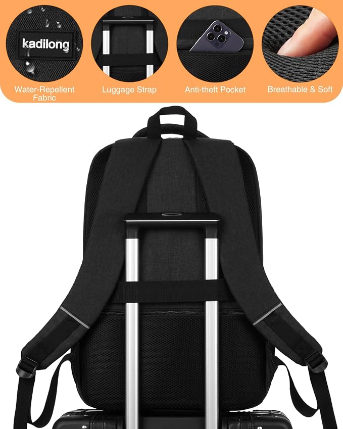 kadilong 18.4 Inch Laptop Backpack Insulated Backpacks with Cooler Compartment,TSA Large School Bag Lunch Box for Teens Boys,Anti-Theft Work Business Bookbag for Men Women