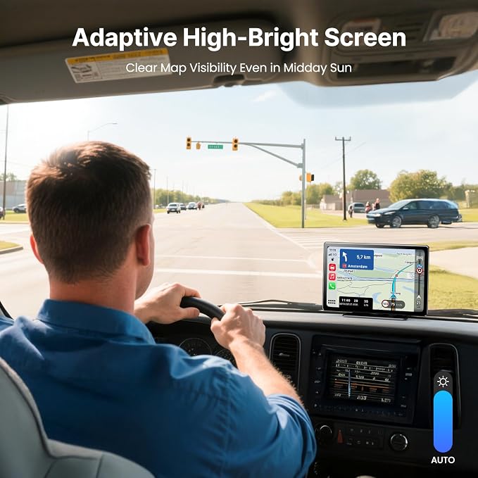 9''HD Carplay Screen for Car 4K Dash Cam&1080P Backup Camera with Apple Carplay&Android Auto Voice Control GPS DVR Call Music Message Mirror Link Airplay/Android Cast Fit Pickup Truck SUV MPV RV