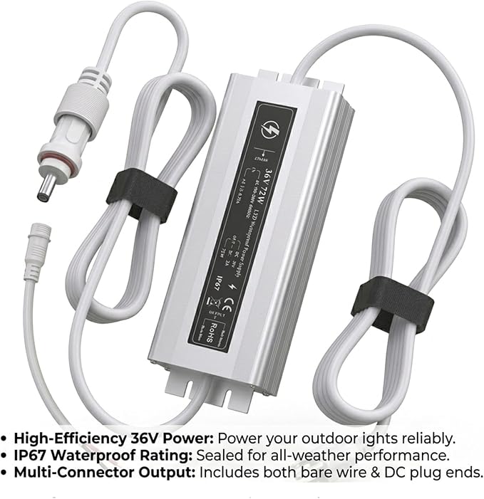 36V Waterproof Power Adapter for Govee Permanent Outdoor Lights - Compatible with H705D, H705E, H705F, H706A, H706B, H706C Models (White) Reliable Replacement Charging Cable