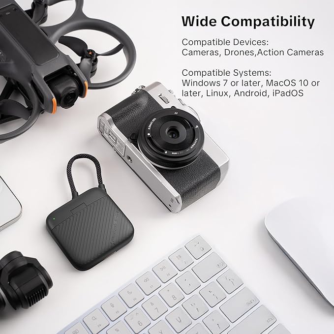 PGYTECH CreateMate Mini SD Card Reader Case for Pocket 4, High-Speed 2-in-1 SD 4.0/Micro SD Card Reader with 6-Slot Storage Portable, Dual-Slot Transfer/USB 3.1/Type-C for Camera/Drone/Phone, Black