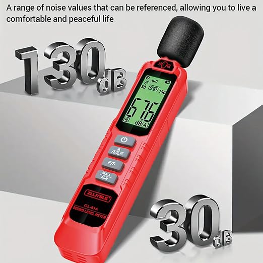 Noise Decibel Meter, Noise Meter, Decibel Meter, Digital Sound Level Meter, 30dB to 130dB Audio Noise Measurement Equipment, LCD Backlight Display, MAX/MIN Data Retention, Automatic Power-Off