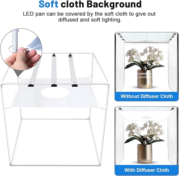 32x32 Inch Photo Studio Photo Light Box for Photography, 405 LED Large Lightbox with 3 Light Panel Stepless Dimming and Soft Light Cloth Professional Photo Background Shooting Tents
