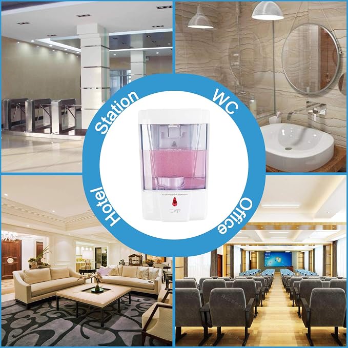 Automatic Sensor Soap Dispenser Wall Mount, Touchless Induction Hand Sanitizer Dispenser for Bathroom with Gel or Liquid, 20Oz