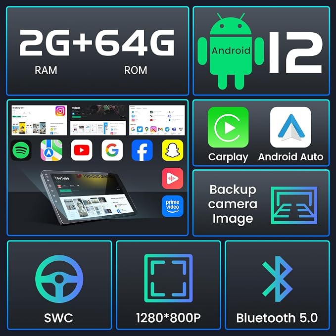 4Core 64G ROM 5G WiFi Car Radio for Dodge Ram 2013-2018 1500 2500 : 9" 1280*800 HD Touchscreen Stereo Replacement with Wireless Carplay Android GPS Bluetooth FM SWC Backup Camera (Only fit Manual AC)