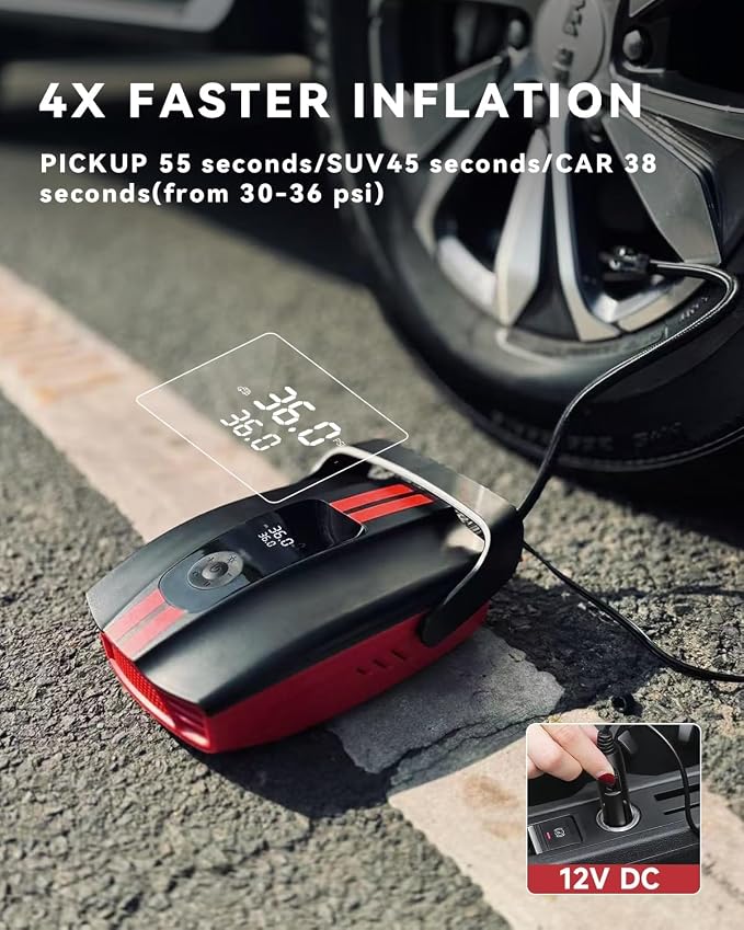 ZFOX Paddle Pump, 50PSI Portable Electric Pump - Dual Motor SUP Air Pump for Inflation and Deflation, Auto Shut Off, 12V DC Car Connector for Vertical Paddle Boards, Cars, Air Cushion