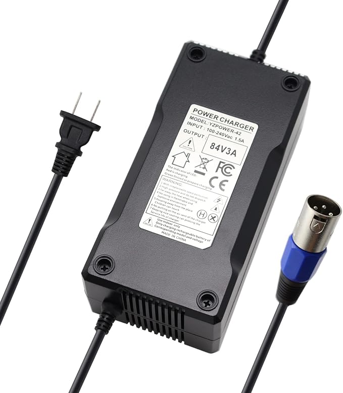 84V 3A Lithium Battery Charger AC Adapter Power Supply for 20S 72V Lithium Li-ion Batteries Pack with 3 Pin XLR Plug