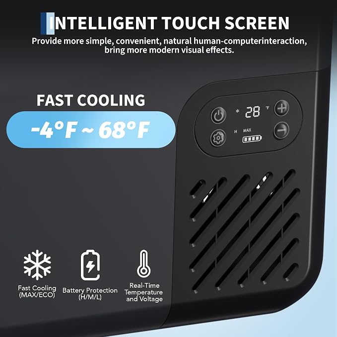 12 Volt Refrigerator, 19QT 12V Car Fridge, Portable Freezer Compressor Electric Cooler, 12/24V DC 110-240V AC, Portable Refrigerator for RV/Truck/Camping, -4°F to 68°F Internal Battery (Not Included)