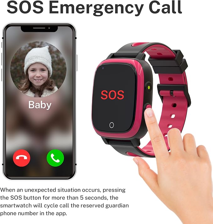 Kids Watch with GPS Tracker, Kid Cell Phone Watch with Video Call Alarm SOS Camera Pedometer Stopwatch Caculator Flashlight Kids Smart Watches Girls Age 5-12