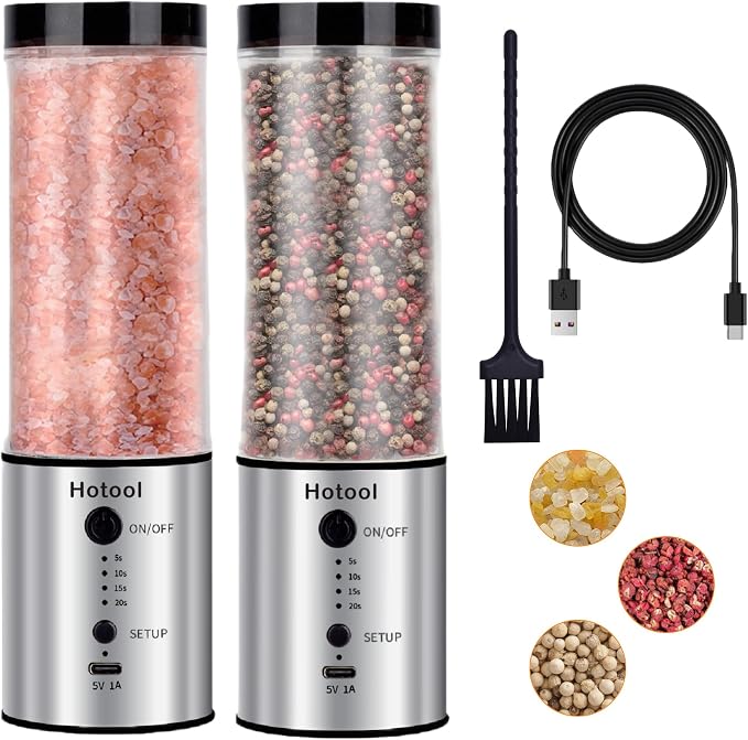 Larger Capacity Electric Salt and Pepper Grinder Set, Rechargeable Salt and Pepper Shakers Set, Kitchen Gadgets Salt and Pepper Mill,Perfect Dad Gifts