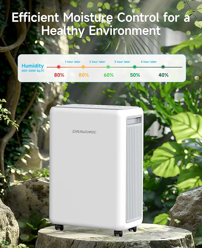 2000 Sq. Ft Dehumidifier for Basement, 30 Pint Dehumidifiers for Home, Bedroom and Bathroom, 3 Modes Dehumidifier with Drain Hose, Smart Humidity Control, 24H Timer, Child Lock