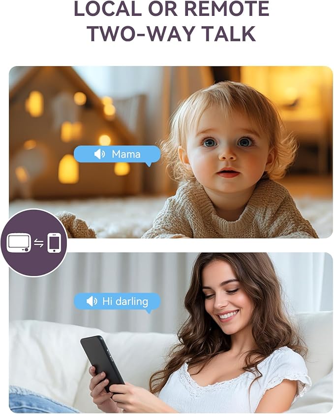 Comfyer Hybrid Video No WiFi & Smart WiFi Baby Monitor - 5" 1080P Split Screen & 2K Camera App Control, Motion Alerts, Sound Detection, HD Night Vision, 5050mAh Battery,Triple Security, 1600ft Range