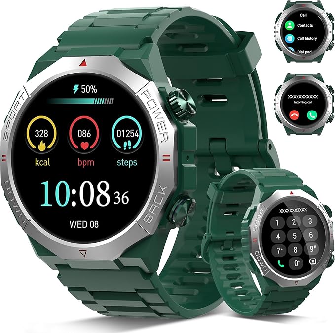 Smart Watch for Men (Answer/Make Calls), Rugged Men's Military Smartwatch, 1.39" HD Fitness Tracker with Heart Rate/Sleep/Step Monitor, 110+ Sport Modes, IP68 Waterproof Activity Tracker Android iOS