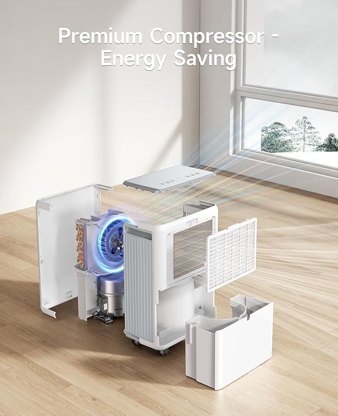 2000 Sq. Ft Dehumidifier for Basement, 30 Pint Dehumidifiers for Home, Bedroom and Bathroom, 3 Modes Dehumidifier with Drain Hose, Smart Humidity Control, 24H Timer, Child Lock