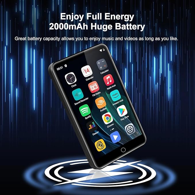 MP3 Player with Bluetooth and WiFi, ZAQE 80GB Storage & Android OS, 4" Touch Screen, FM Radio, Kids MP3 & MP4 Player with Spotify Google Play Store, Portable Media Player