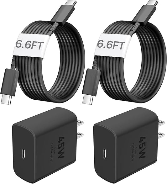 iPhone 16 Pro Max Charger Fast Charging,45W USB C Wall Charger Block with 6 FT USB C to USB C Long Charging Cable Cord Fast Charger for iPhone 16 Pro Max/16 Pro/16 Plus/15 Pro Max/15 Pro,Samsung S24