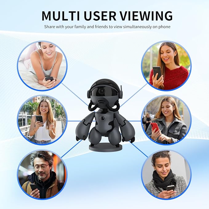 2K Indoor Robot Camera, 2.4G WiFi Robot Security Camera, Baby Pet Camera with Phone App, Long Battery Life, Two Way Audio, Night Vision, Battery Operated, PIR Motion Detection, Cloud & TF Card Storage