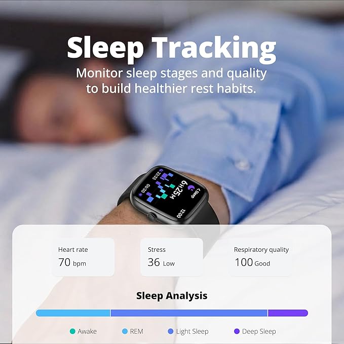 Smart Watch for Men Women, 1.83" HD Touchscreen Fitness Tracker, Bluetooth Calling, 110+ Sports Modes, Heart Rate SpO2 Sleep Monitor, DIY Dial, IP67 Waterproof, Compatible with Android & iOS