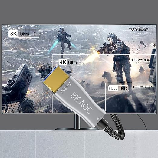 HDMI Fiber Optical Cable 65Ft, High Speed 48Gbps HDMI 2.1 Cord Support with 8K@60Hz 4K@120Hz Dynamic HDR10,eARC,HDCP2.2