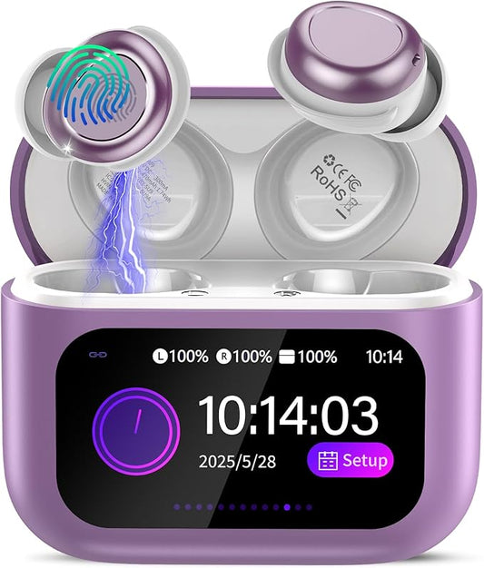 Sleep Earbuds Bluetooth 5.4 in Ear Touch Screen Sleep Headphones, Small Design Mini Sleep Earbuds for Side Sleepers with Sleep Mode, Deep Purple