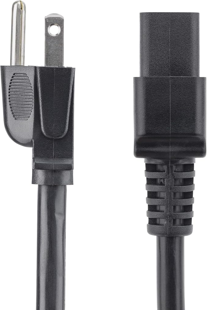 StarTech.com 10ft (3m) Heavy Duty Power Cord, NEMA 5-15P to C19 AC Power Cord, 15A 125V, 14AWG, Computer Power Cord, Heavy Gauge Power Cable for PDUs and Network Equipment, UL Listed (PXT515191410)