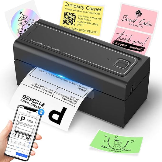 Bluetooth Thermal Label Printer, Wireless 4x6 Shipping Label Printer for Small Business & Shipping Packages, Support iPhone, Android, Windows, macOS, Work for Amazon, Shopify, Etsy, USPS