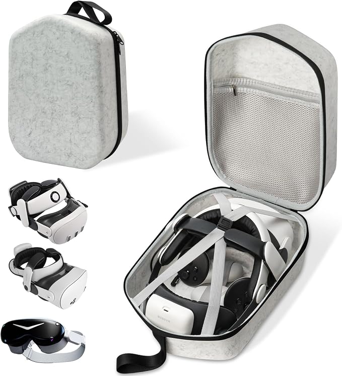sarlar Hard Carrying Case for Meta Quest 3/3S/Oculus Quest 2/Pimax Dream Air, Large Space for BOBOVR S3 Pro/M3 Pro/Kiwi Design Battery Head Strap All Accessories, Ideal for Travel Home Storage