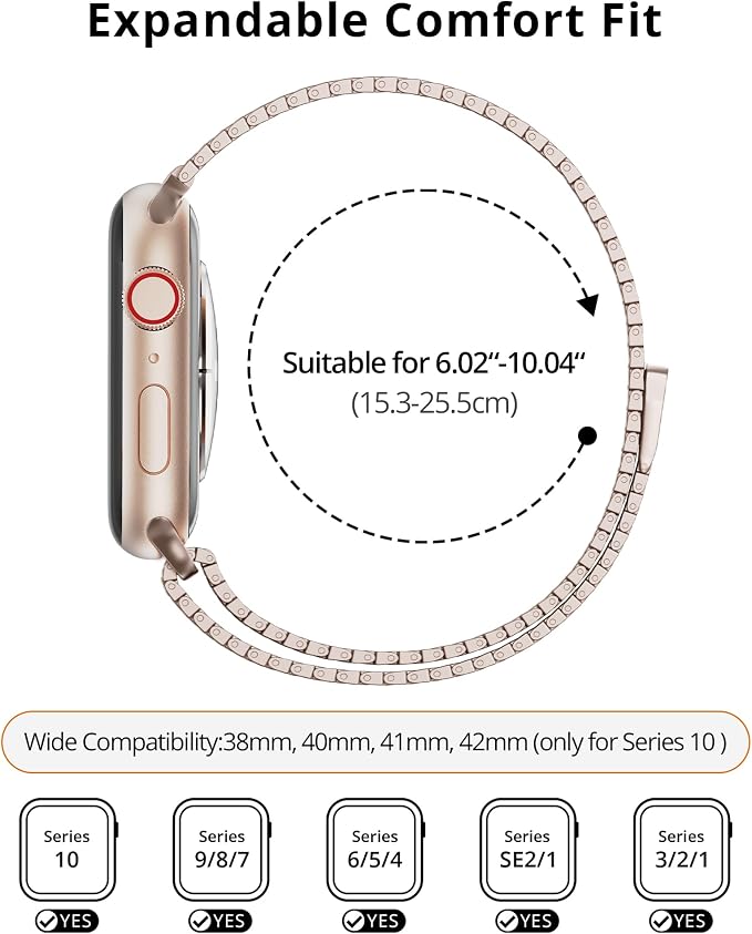 LULULOOK Milanese Mesh Loop Compatible with Apple Watch Band 49/46/45/44/42/41/40/38mm for Men Women, Stainless Steel Magnetic Buckle Strap for iWatch Ultra 3/2 Ultra Series 11 10 9 8 7 6 SE 5 4 3