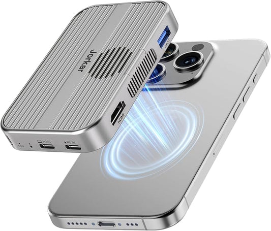 10gbps Magnetic Docking Station, USB C Hub with NVMe M.2 SSD Enclosure for iPhone 17/16/15 Pro/Pro Max/Plus with Cooling Fan, Support SSD Size 2230/2242/2260/2280 B+M M-Key