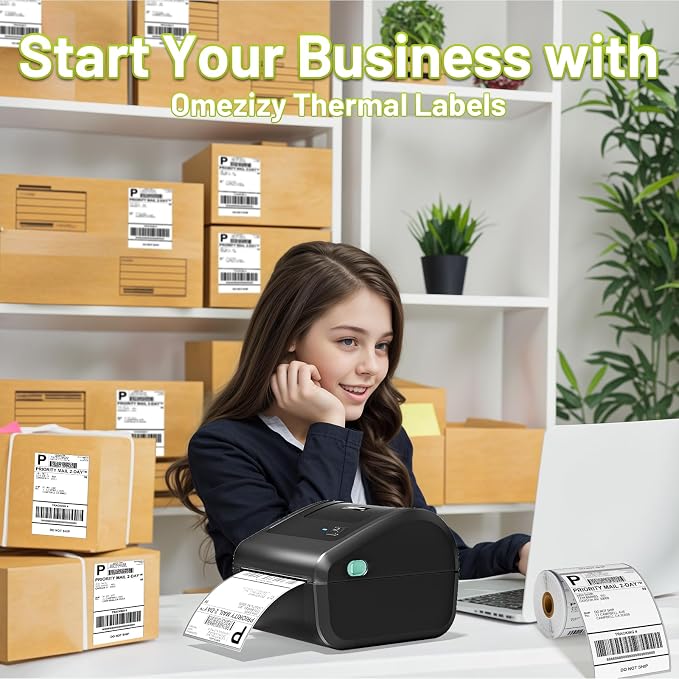 D450BT Thermal Label Printer&500Pcs 4x6 Thermal Shipping Label, Shipping Address Labels (2 Rolls of 250 4x6 Roll Labels) ,Thermal Printers for Small Business, Compatible with Android,iPhone, macOS, Wi