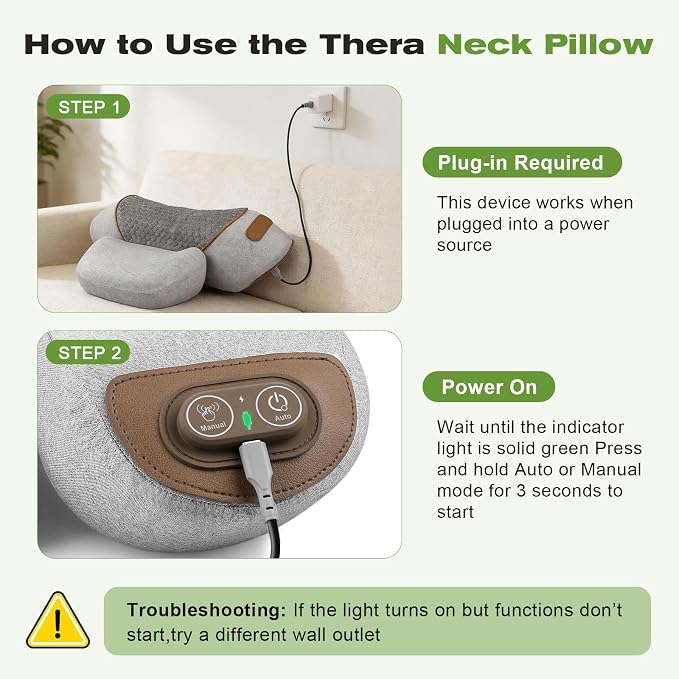 3-in-1 Neck Massager Pillow with Heat & Gentle Traction, Ergonomic Massage Support for Neck Hump Comfort, Daily Relaxation Design for Women and Men, Plug-in Use