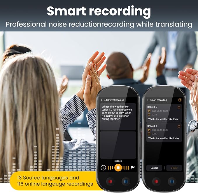Language Translator Device No WiFi Needed, AI Translator with ChatGPT, Two Way Real Time Voice Translator Device with 150+ Languages, Recording/Offline/Photo Translation for Travel Business Learning