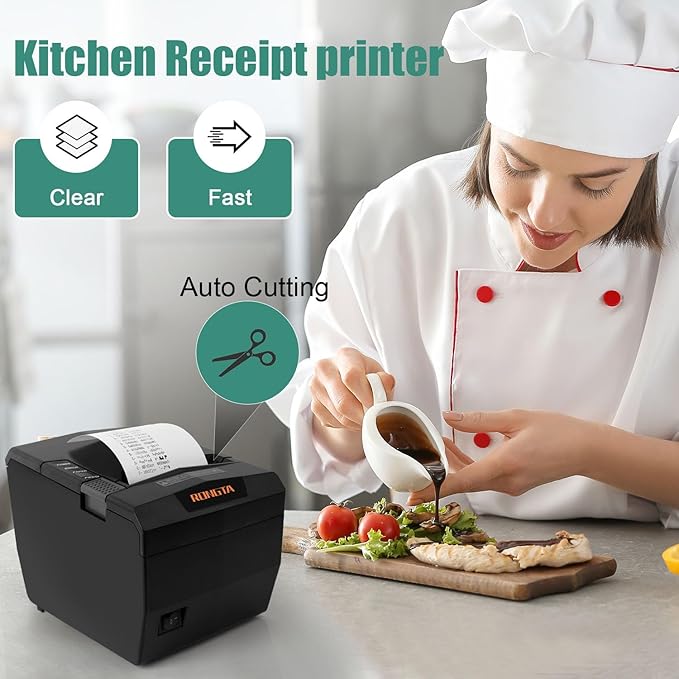Rongta Thermal Receipt Printer with Auto Cut for Retail & Small Businesses, 80mm POS Printer, High-Speed Kitchen Printer, USB/LAN/Serial, Compatible with Windows/Linux Cups/MacOS/JavaPos/OPOS, RP327