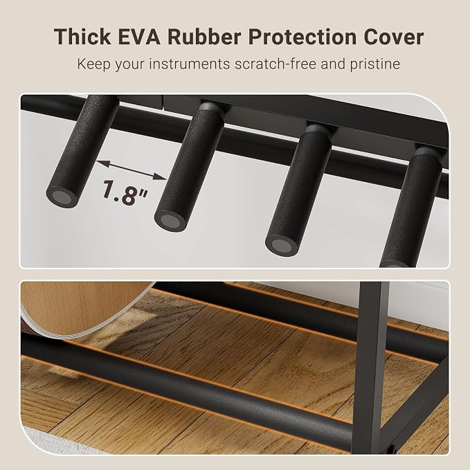 ELYKEN Guitar Stand, Guitar Rack with 2 Hangers and Storage Drawers for Guitar Accessories, Multiple Guitar Holder for Acoustic Electric Guitar, Bass, Ukulele, Instrument, Music Studio, Black