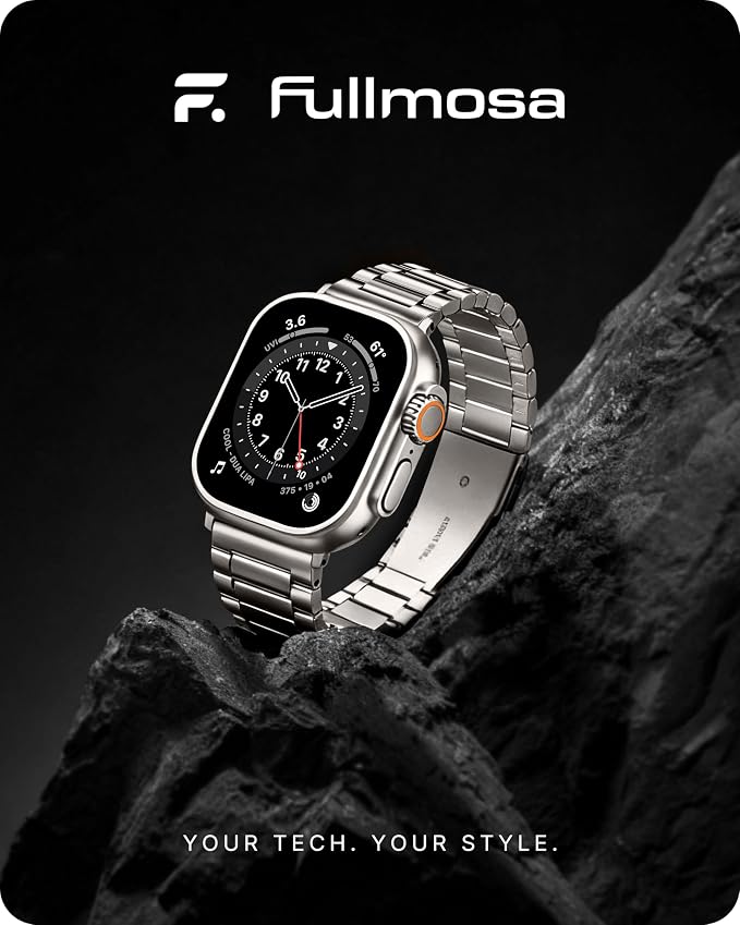 Fullmosa Metal Band Compatible with Apple Watch Bands Ultra3 2 1 49mm, Stainless Steel Strap iWatch Band with Case for Apple Watch, Starlight