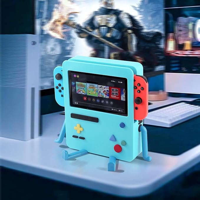 GRAPMKTG Charging Stand with Smile Face for Nintendo Switch Accessories Portable Dock Compatible for Nintendo Switch OLED Cute Case Decor Gift Men Women Kids Pink [nintendo_switch]
