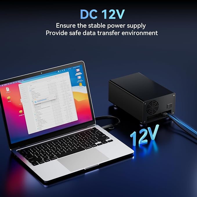 CENMATE Aluminum 2 Bay Hard Drive RAID Enclosure with Cooling Fan for 2.5“/3.5" SATA HDD/SSD with USB A/C 3.0, Tool-Free HDD Enclosure, 4 Modes