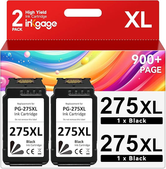 PG-275XL Compatible for Canon PG-275 Black Ink Cartridge for Canon 275 Black Ink 275 275XL Ink cartridges fit for Canon PIXMA TS3722 TR4720 TS3522 TS3500 TR4700 TR4722 TS3720 Printer,2 Black