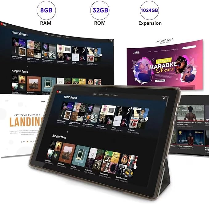 Android Tablet 10 Inch Tablet With Case Stylus Android 15 Tablets 8GB RAM 32GB ROM Support 1TB Expansion 6000mah Battery 10.1" IPS HD Touchscreen 2MP+8MP Dual Camera WIFI-6 Bluetooth5.0 Tablets