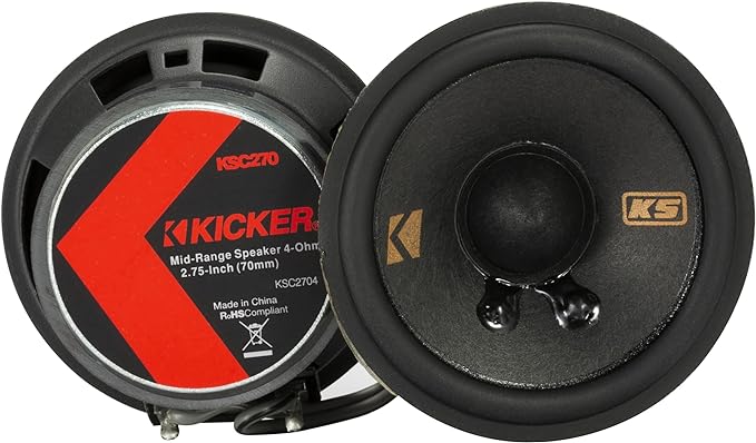 KICKER 51KSC2704 KS-Series 2.75" Midrange Speakers, 4-Ohm, Pair