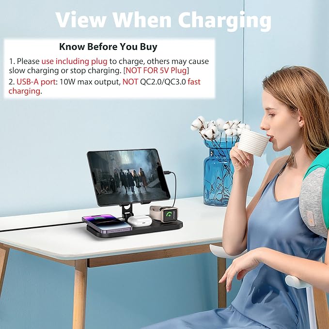 Wireless Charger 4 in 1 for Apple Wireless Charger for iPhone 17 Pro Max/16/15/14, AirPods Pro, iPad Stand, Watch Charger for iWatch Series 10/9/8/7, Wireless Charging Station for Multiple Devices