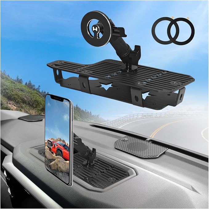 WXRYLYN 2026 2025 Tundra Metal Dash Platform Phone Mount Magnetic Phone Holder for 2022-2025 2026 Tundra 2023-2026 Sequoia Cell Phone Holder Dash Phone Mount 2024 Tun dra Dash Mount